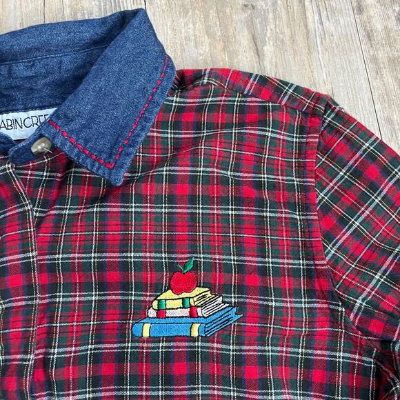 Cabin Creek Plaid Flannel Women's M Cottagecore Teachercore Vintage 90s - Picture 9 of 11